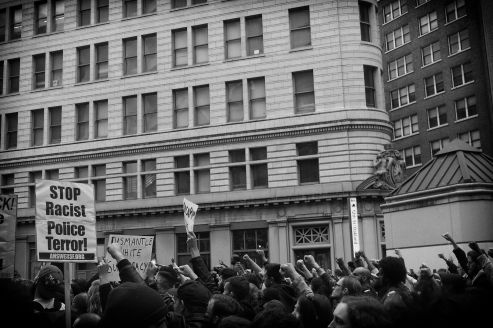 Clinched Fists Against Police Brutality (Black Lives Matters Series), Oakland CA, Summer 2016.
